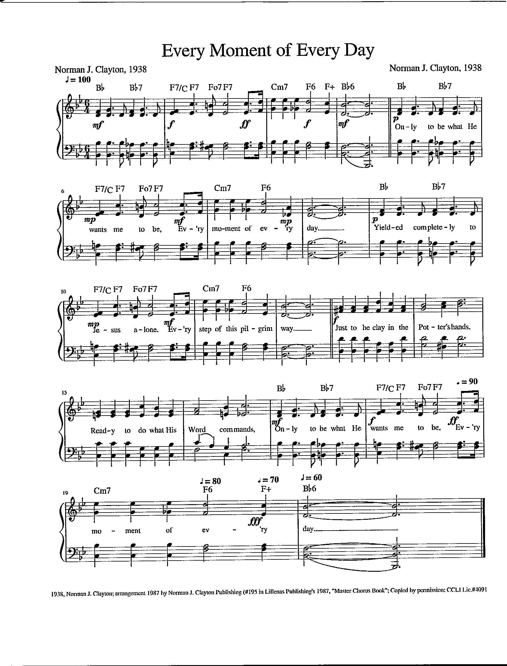 Every Moment of Every Day - Digital Download Hymn Tune for Piano