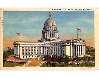 Postkarte - Wisconsin State Capklemme Madison Wisconsin - Leinen #243