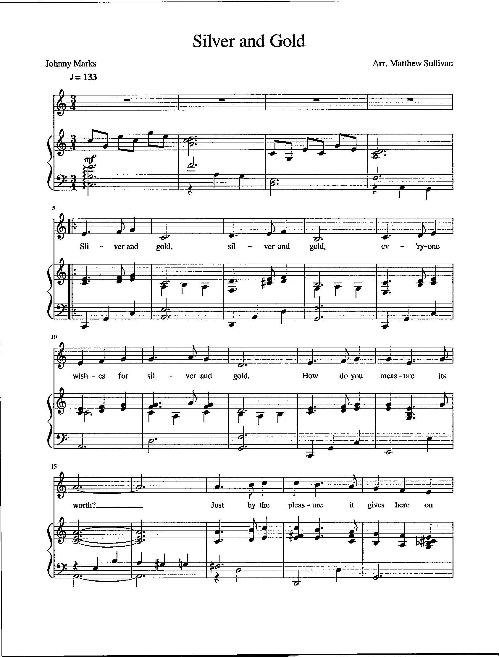 Silver and Gold - Digital Piano With Lyrics - Sung by Burl Ives