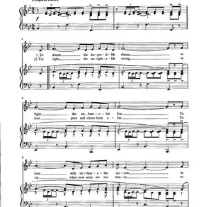 The Impossible Dream - Digitaler Download für Klavier und Liedtext Notenblatt