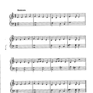 May include: Sheet music for a piano arrangement of "Ode to Joy" by Ludwig van Beethoven, titled "Ode to joy (Piano for kids)". The music is written in the key of C major and includes a moderato tempo marking.