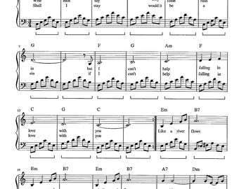 Can&#39;t Help Falling In Love - Digital Download Sheet Music for Piano Chords Lyrics