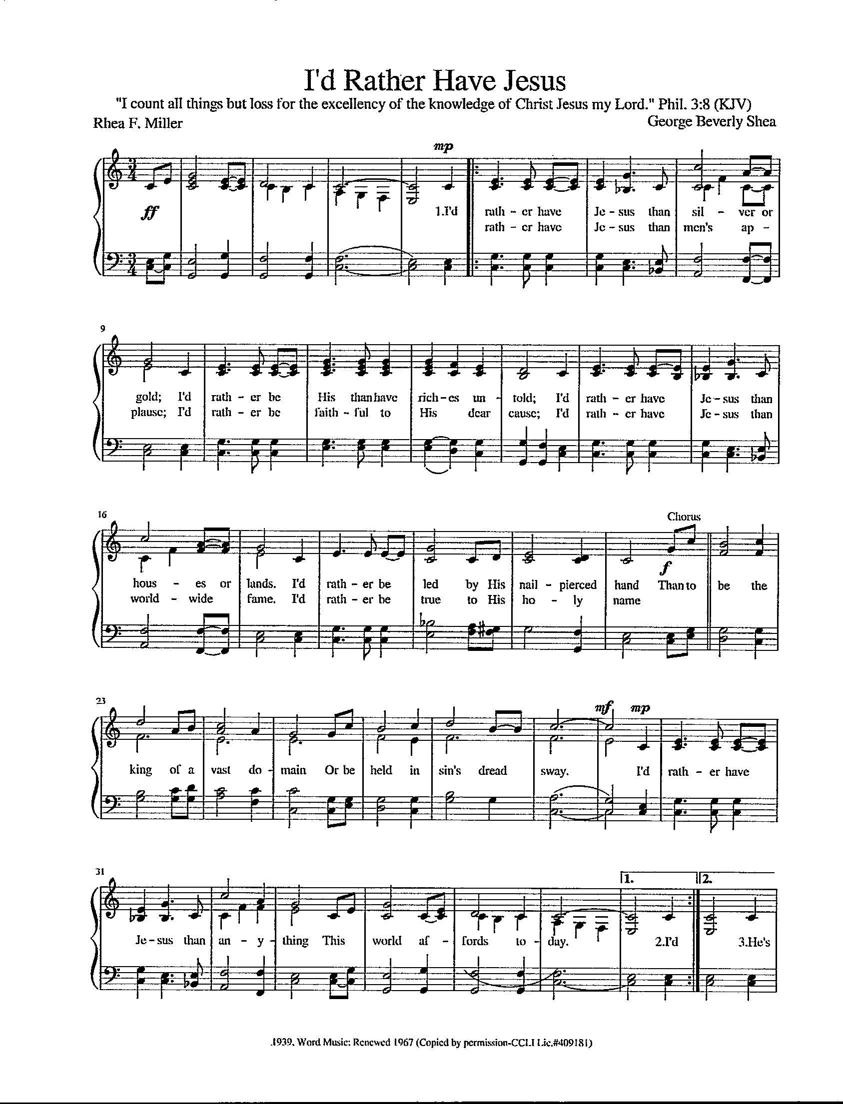 I'd Rather Have Jesus by George Beverly Shea - Digital Download for ...