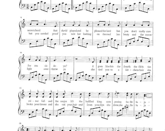 Hallelujah - Digital Piano Sheet Music with Lyrics - Key of C