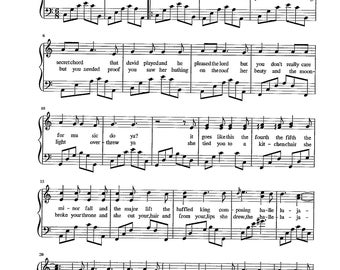 Hallelujah - Digital Piano Sheet Music with Lyrics - Key of C