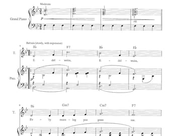 Edelweiss - Digital Download Easy Piano Chords and Lyrics Sheet Music