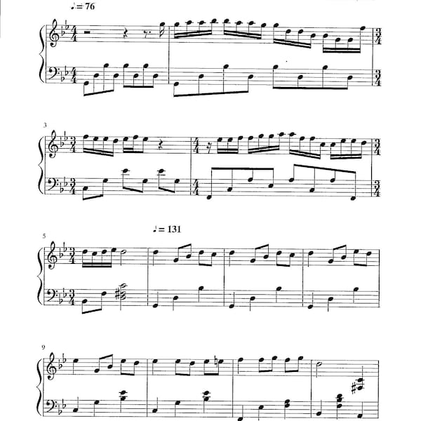 Mariage d'amour - Solo de piano imprimible digital - Tonalidad de si bemol