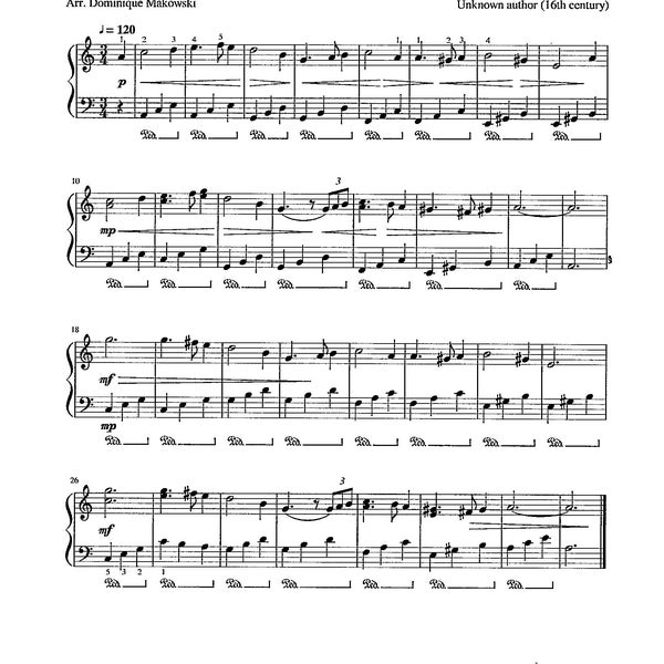 Greensleeves aka What Child is This? - Digital Easy Piano Solo Hymn Tune - Key of A Minor