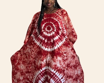 Long African batik dress – Women’s cotton tie-dye boubou – Hakiza dress, one size – Makeba / Gan dress – Flowing indigo-dyed dress