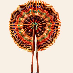 African handmade multi-colored fan, traditional fan