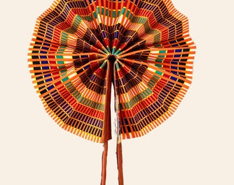 African handmade multi-colored fan, traditional fan