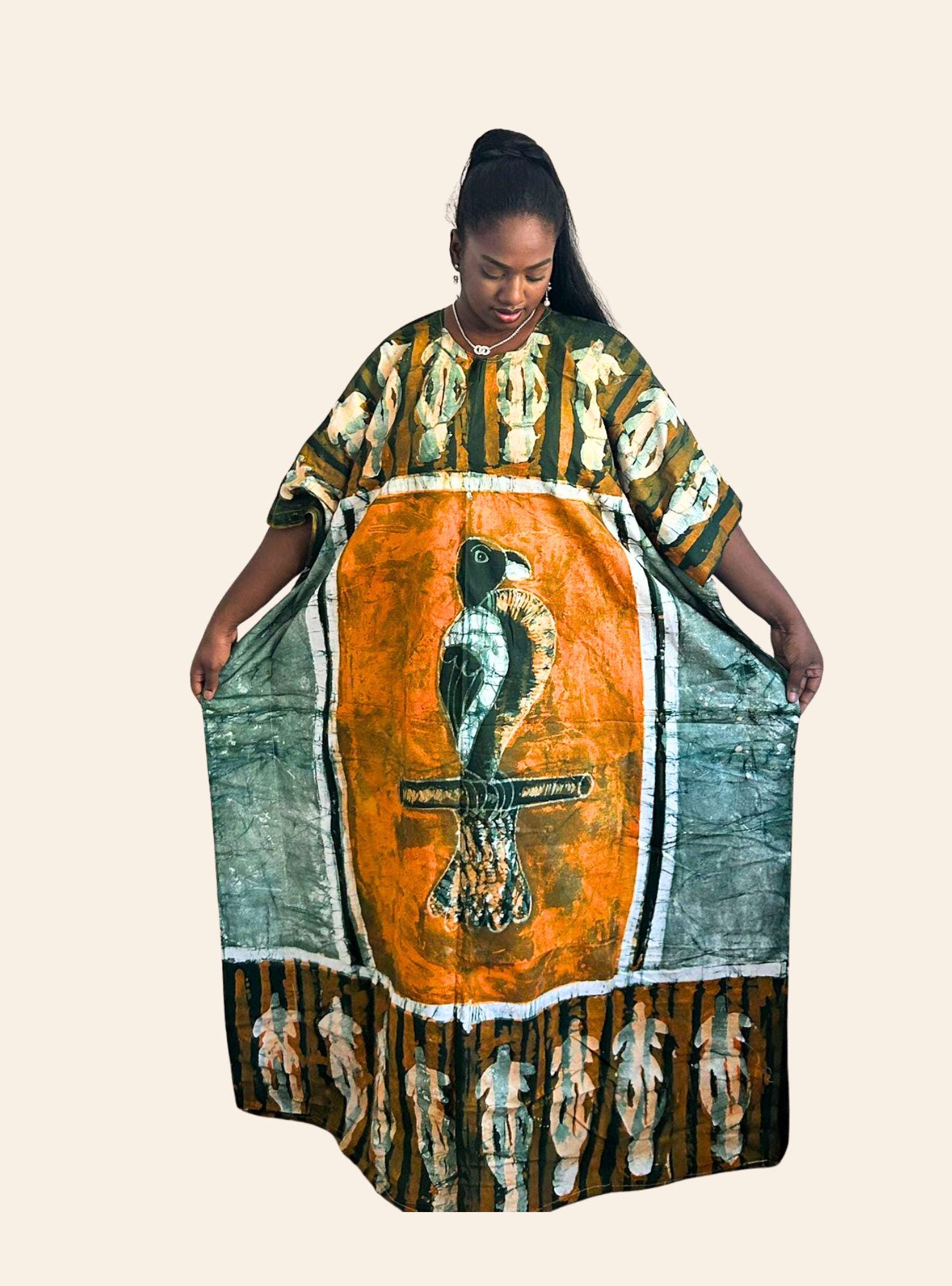 African handmade dress, batik, boubou, indigo, makeba