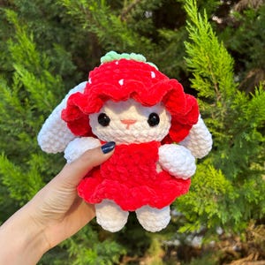 Crochet Strawberry Bunny , Amigurumi Bunny, Dress Bunny Crochet, Crochet Rabbit, Amigurumi Rabbit, Strawberry Bunny, Bunny with Dress