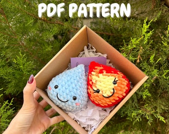 Elemental Plushie Pattern, Fire and Water Plushie Pattern, Ember and Wade, PDF Pattern