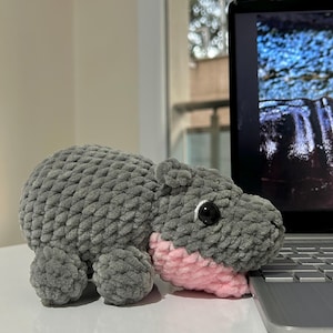 Moo Deng Crochet Plushie , Moo Deng Meme , Baby Hippo , Hippopotamus Crochet , Amigurumi Hippo, Moo Deng Toy, Moo Deng Crochet, Hippo, Toy