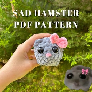 sad hamster crochet pattern, sad hamster pattern, tiktok sad hamster pattern, sad hamster meme pattern, hamster crochet pattern