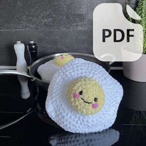 Patrón Crochet Huevo Frito Peluche / PDF Descargar Amigurumi Amigable Para Principiantes Desayuno Comida Peluche Juguete Cumpleaños Idea de Regalo