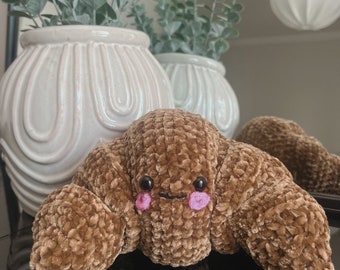 Handmade Crochet Croissant Plushie (MINI) | Stuffed Amigurumi Breakfast Food Pastry Plush Toy Birthday Gift Idea