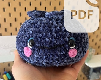Pattern Crochet Blueberry Plushie | PDF Download Beginner Friendly Amigurumi Breakfast Food Fruit Berries Birthday Gift Idea Plush Toy