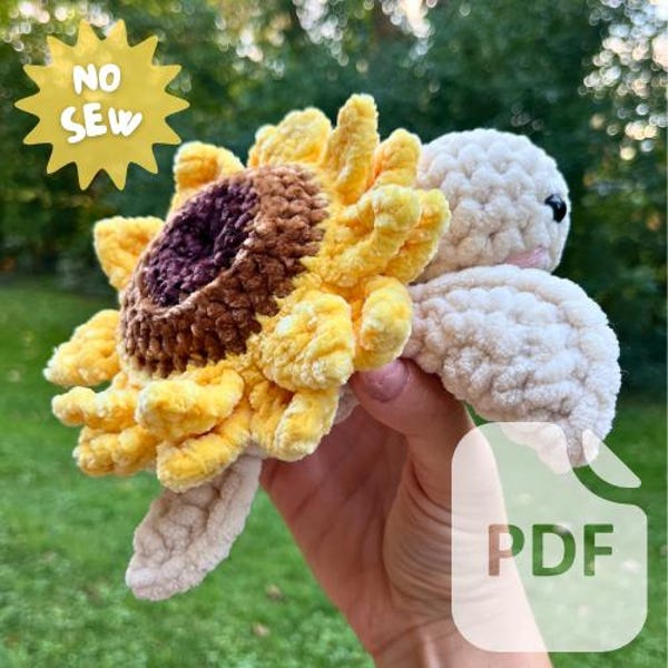 Crochet Sunflower Turtle Pattern: No Sew Amigurumi (PDF Download)