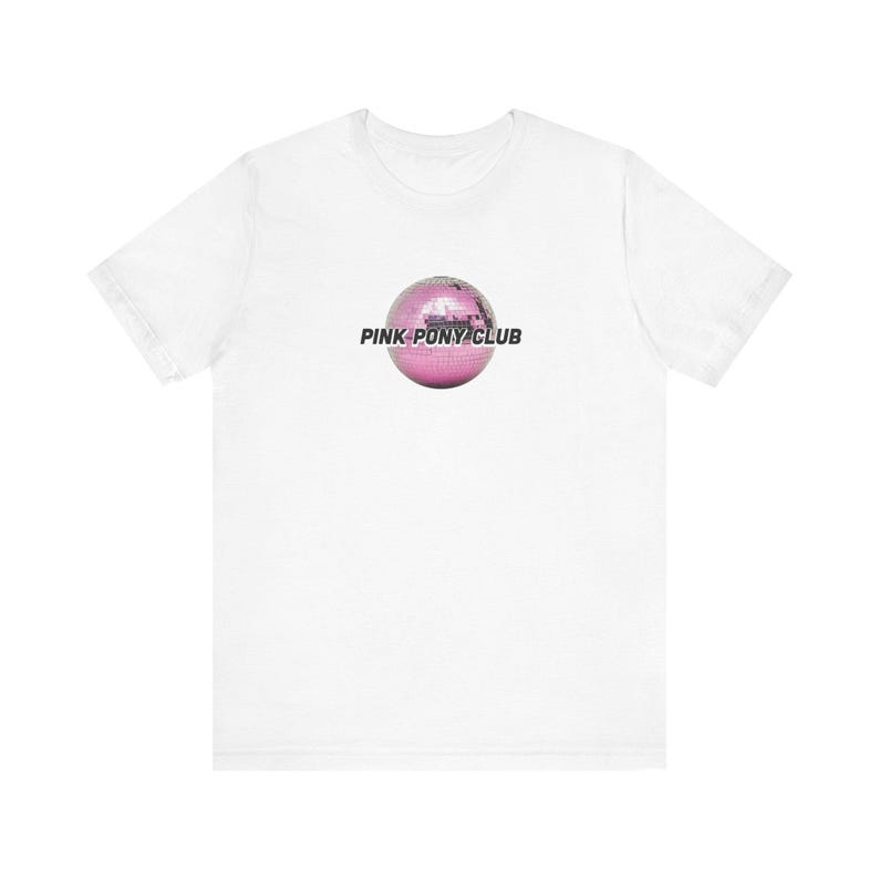 Pink Pony Club Fun Music Tees, Unisex Music Lover T-Shirt, Everyday Wear Tee, Cute Artist Fan Top White