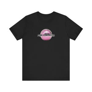 Pink Pony Club Fun Music Tees, Unisex Music Lover T-Shirt, Everyday Wear Tee, Cute Artist Fan Top Black
