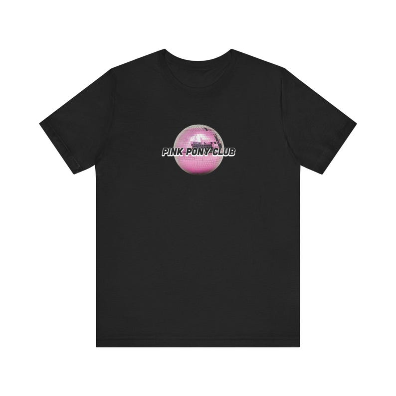Pink Pony Club Fun Music Tees, Unisex Music Lover T-Shirt, Everyday Wear Tee, Cute Artist Fan Top Black