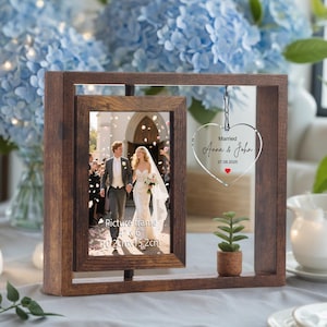 Cadre photo de mariage en bois personnalisé, cadeau de mariage personnalisé avec noms de couple, cadeau de shower de bébé pour la mariée, cadeau d&#39;amour pour femme