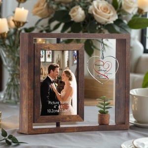 Personalized Wood Wedding Picture Frame, Custom Wedding Gift with Couple Names, Bridal Shower Gift for Bride, Anniversary Gift for Her Him