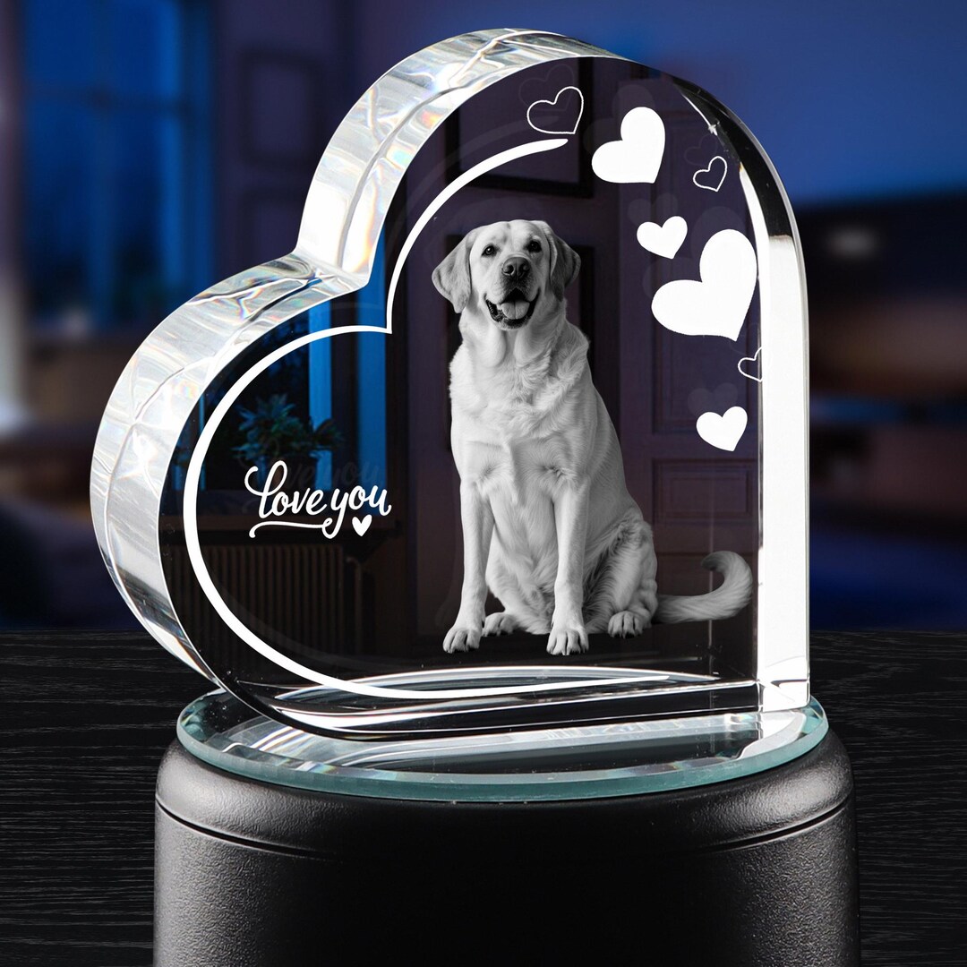 Custom 3D Dog Crystal Photo, Pet Memorial Gift, Personalized Cat ...