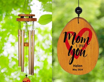 Personalized Mom Wind Chimes| Mother's Day Gift | Custom Wind Chime | Mom Birthday Gift| Outdoor Gift for Her | Garden Decor