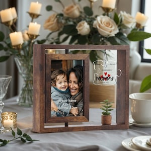 Personalized Mom Picture Frame: Rotating Double-Sided 4x6 Photo Display