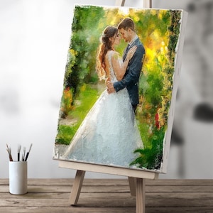 Custom Portrait From Photo, Personalized Oil Painting Digital Print, Pet Dog Cat Portrait Art, Engagement Wedding Anniversary Gift