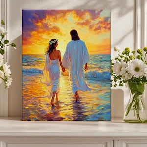 Jesus and Woman Watercolor Art Print: Christian Bible Art (Digital Download)
