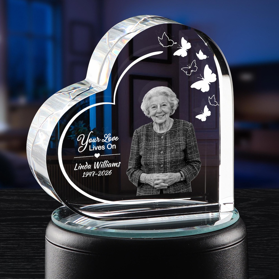 Custom 3D Crystal Memorial Photo Gift, Bereavement Sympathy in Loving ...