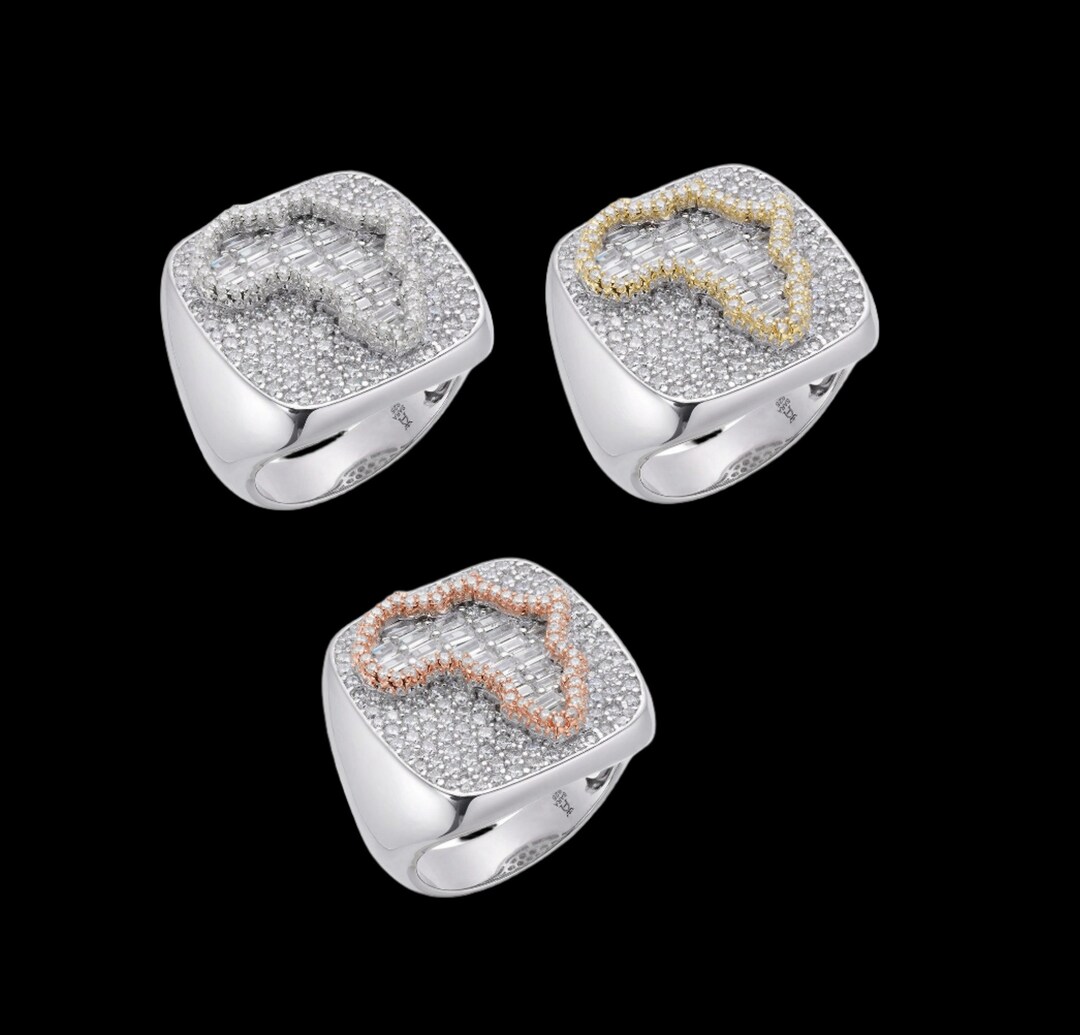 925 Sterling Silver Iced Out Africa Map Ring for Men and Women - Etsy