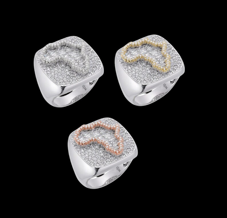 925 Sterling Silver Iced Out Africa Map Ring for Men and Women - Etsy