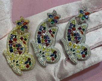 Multicolor Moissanite Butterfly Pendant Sterling Silver