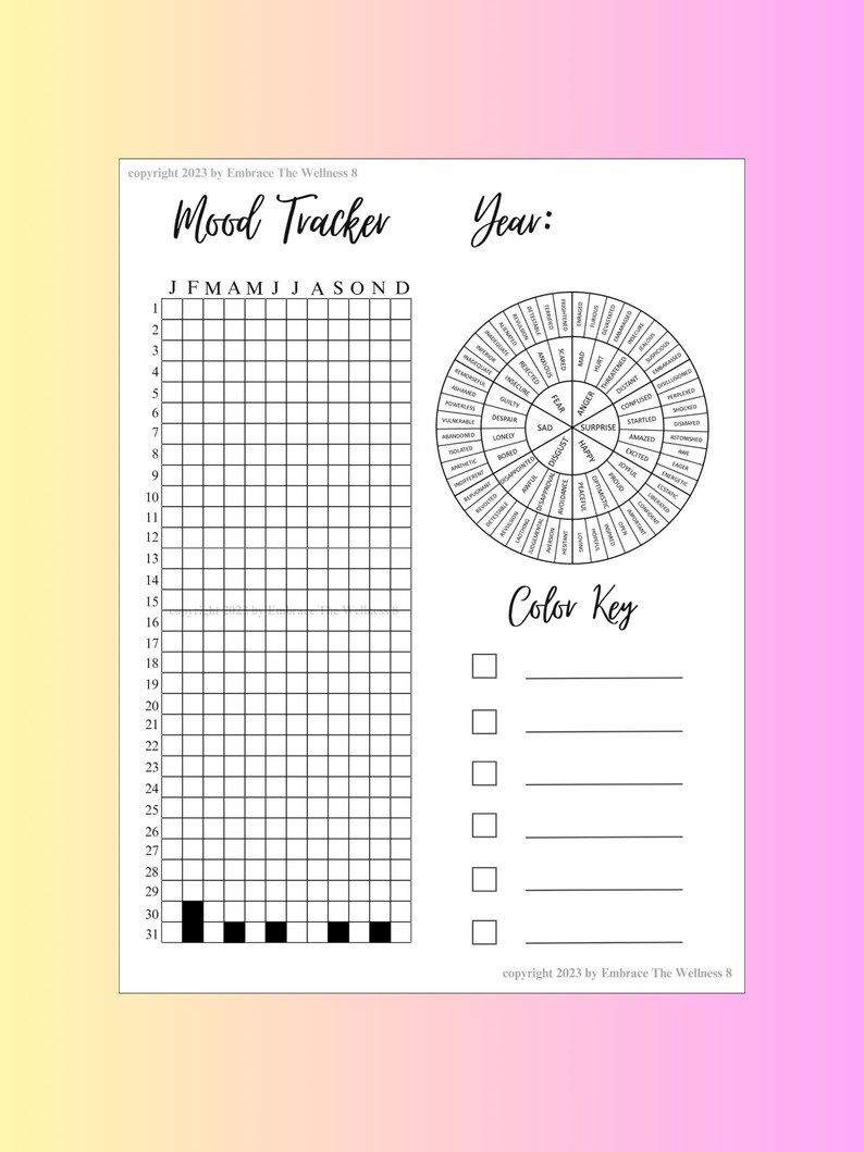 Customizable Mood Tracker - Etsy