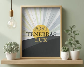 Post Tenebras Lux Digital Print - "After Darkness Light" Wall Art | Reformation Quote Poster Art | Canvas Ready Artwork | Instant Download