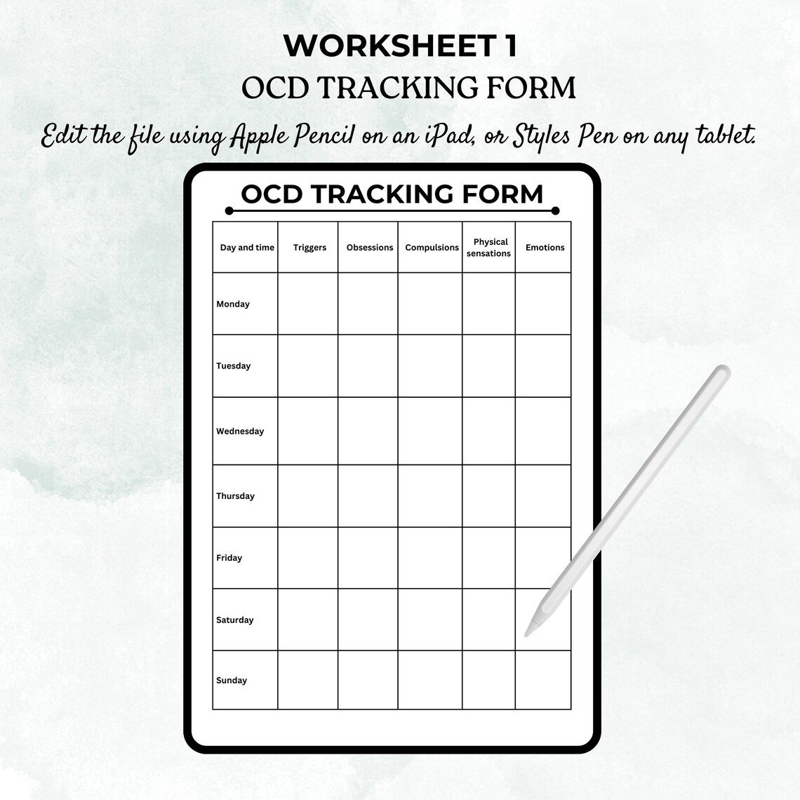 OCD Worksheets for Children OCD Workbook for Kids and Parents OCD 20 ...