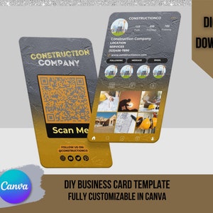 Modèle de carte de visite personnalisé DIY, carte de visite inspirée d’Instagram pour constructeur, entrepreneur, architecte de construction, ingénieur, développeur de sites