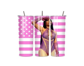20oz Nicki Gag City Flag tumbler W/ Sliding Lid & Metal Straw
