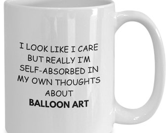 Balloon art mug, artists, balloons, unique gift idea, birthday, anniversary, fun, novelty coffee cup, present