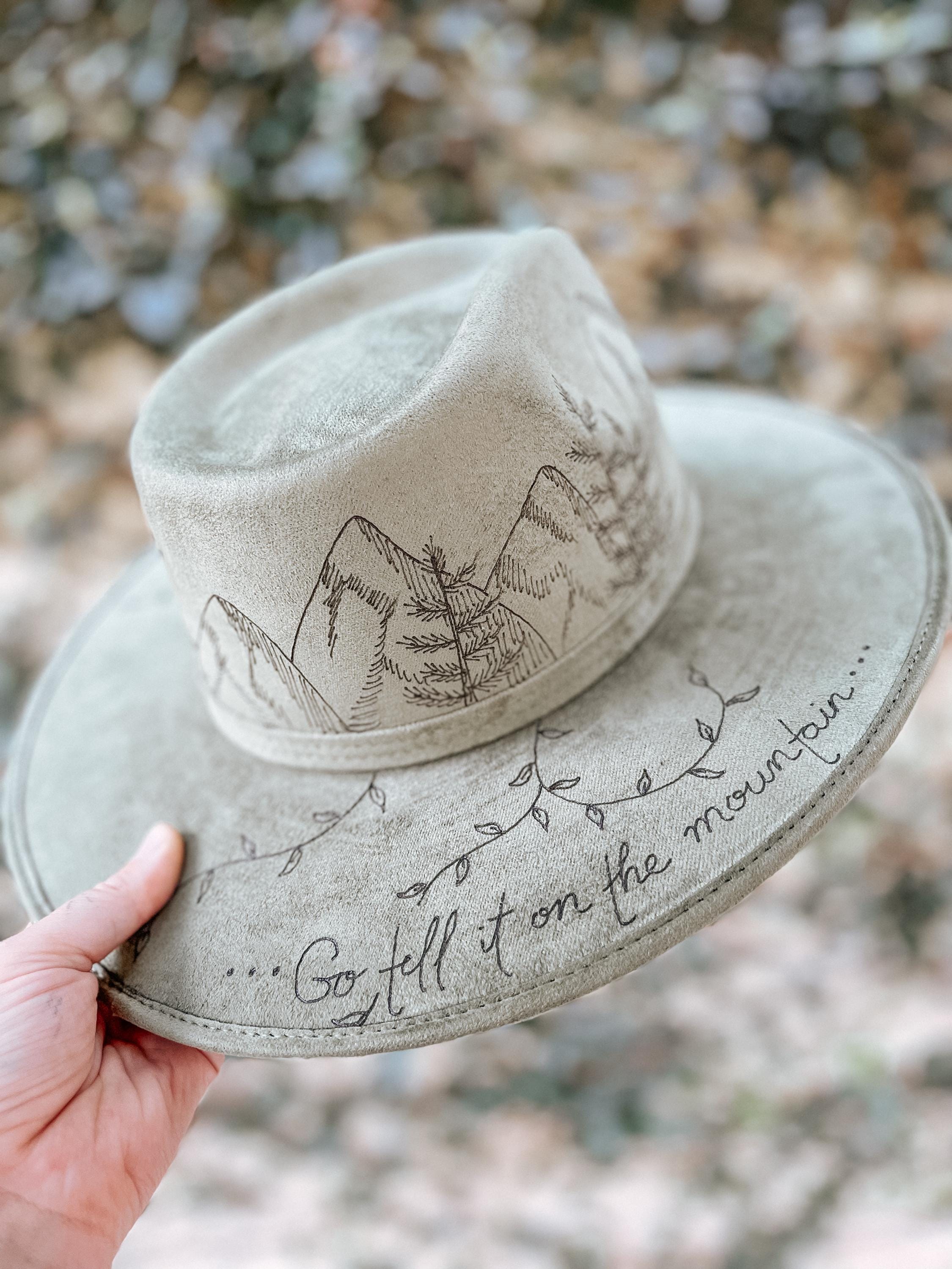 Hand-Painted Wide Brim Hat in Multicolor Fall Aspens with Colorado Mountains Painted Mountain Hat - Etsy Canada main image 2