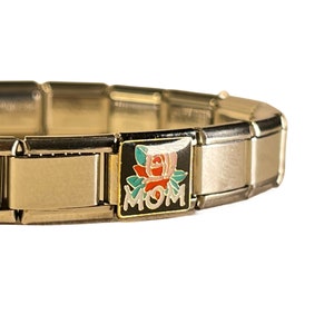 Cadeau pour maman, bracelets à breloques italiens pour femme, bracelet italien vintage 18 maillons, bracelet à breloques pour maman, cadeau pour maman image 5