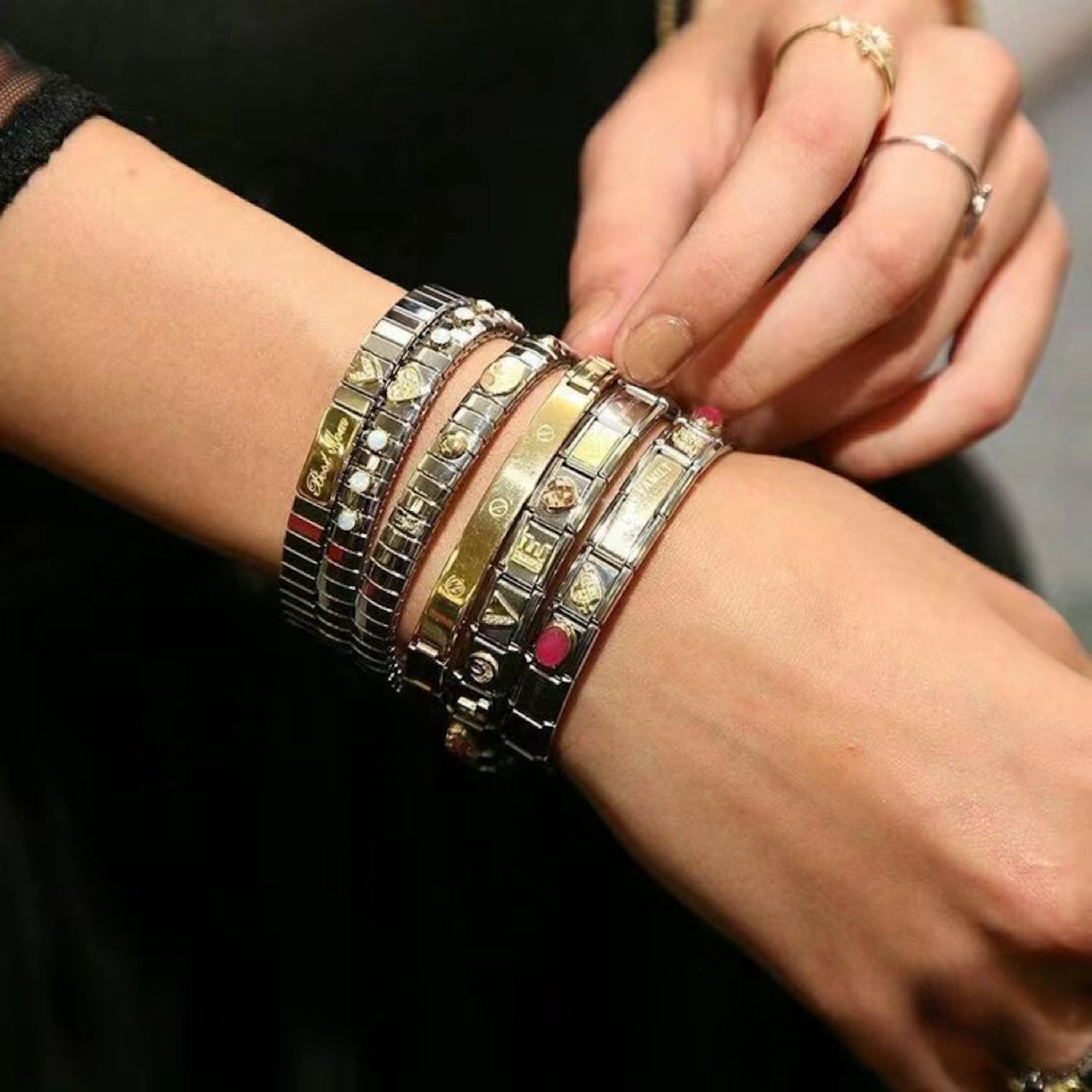 Custom 18 Links Italian Charm Bracelets, Personalized Italian Charm