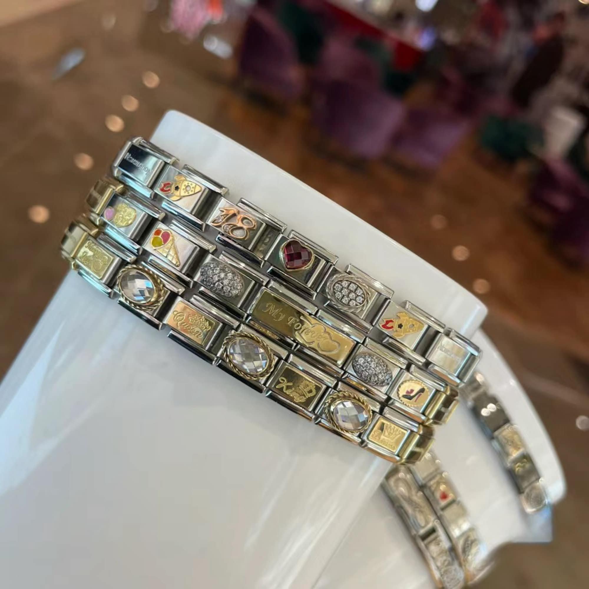 Custom 18 Links Italian Charm Bracelets, Personalized Italian Charm