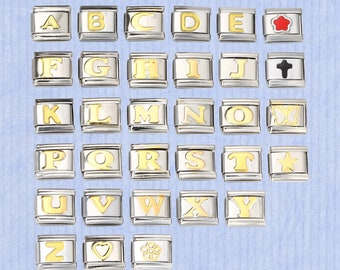 Italienische Buchstaben-Charm-Armbänder, individuelles Charm-Armband mit 18 Gliedern, klassisches Charm-Armband, Kinder-Charm-Armband, Geschenk für Mama