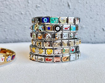 Personalized Italian Charm Bracelets, DIY Charm Bracelet, Vintage Mystery Italian Charm Bracelet, Themed Custom Bracelet, Statement Bracelet